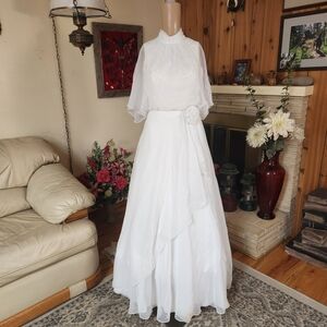 Ethereal 1970s Vintage Boho Cottagecore Bridal Gown 